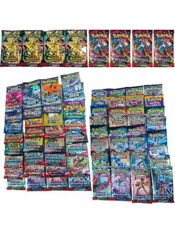 9 Packs Pokémon Card Packs Bright Stars Prismatic Evolutions,PALDEAN FATES,English Reinforcement,Battle Transaction Card Gift