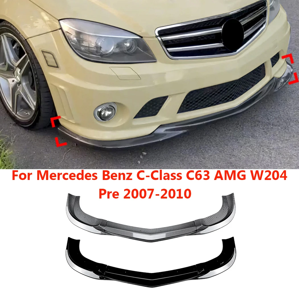 Car Front Chin Bumper Lip For Mercedes Benz C-Class C63 AMG W204 Pre 2007-2010 Spoiler Splitter Cover Guard Kit Protector