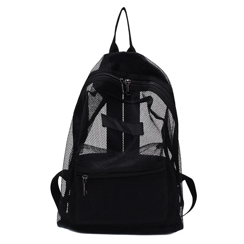 2023 New Fashion Women Transparent Backpacks Mesh Backpack for Boys and Girls Light Weight Rucksack Travel Black Student Bags 가방