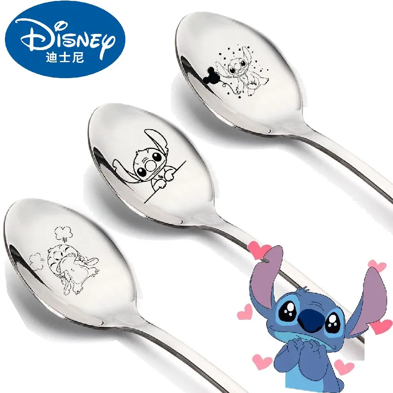 New Disney Stitch Spoons Kawaii Lilo & Stitch Spoon Tableware Cartoon Tablespoon Birthday Party Gifts