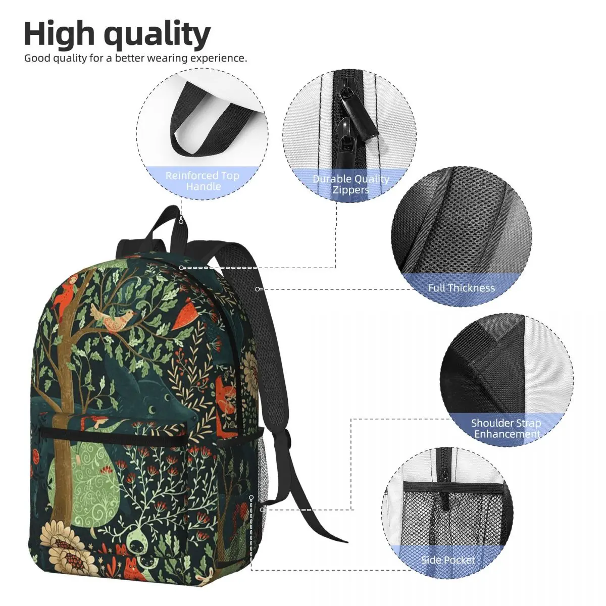 Whimsical Wonderland Backpack Boys Girls BookBag Kids School Bag Laptop Shoulder Bags for Men Women
