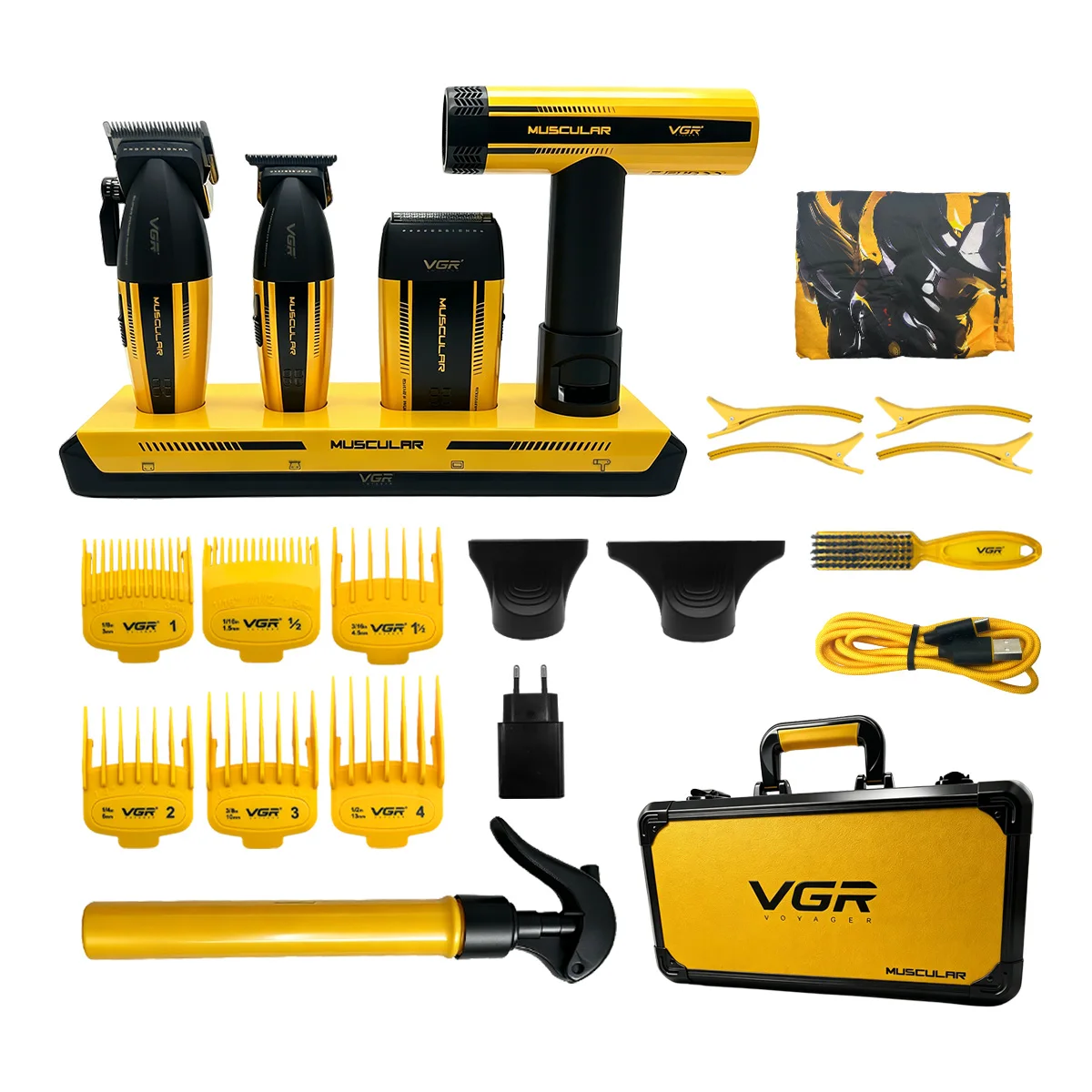 VGR Haartrimmer Professionele Tondeuse Elektrisch scheerapparaat Krachtige Haardroger Barbiercombinatie Knippen Draadloos Trimmer voor mannen V-285S4