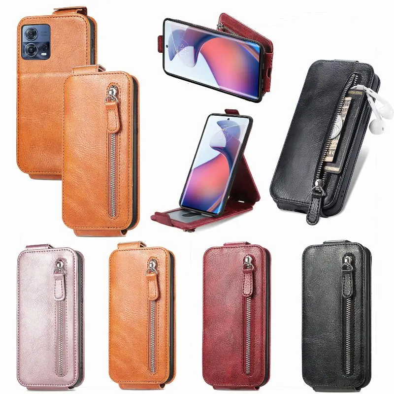 

Zipper Card Wallet Phone Case For Motorola G9 Plus G8 Power Lite G7 Play G6 G Pure G Pro G Play Magnetic Vertical Flip Cover