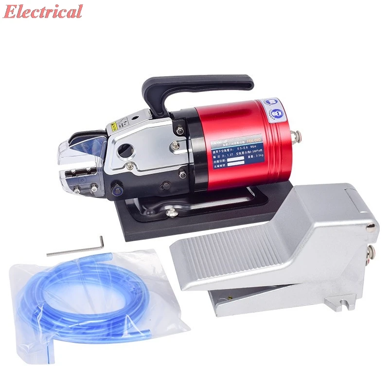 1set Pneumatic End Terminal Crimping Machine Tool 6.0mm2 10mm2 Ferrules Receptacle Plier Crimper w 15 Sets of Dies w Foot Switch