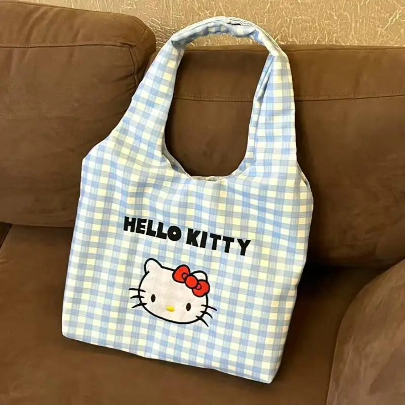 

Sanrio милая стильная холщовая сумка Hello Kitty с героями мультфильмов, летняя модная универсальная портативная сумка для покупок большой емкости с девичьим сердечком, новинка