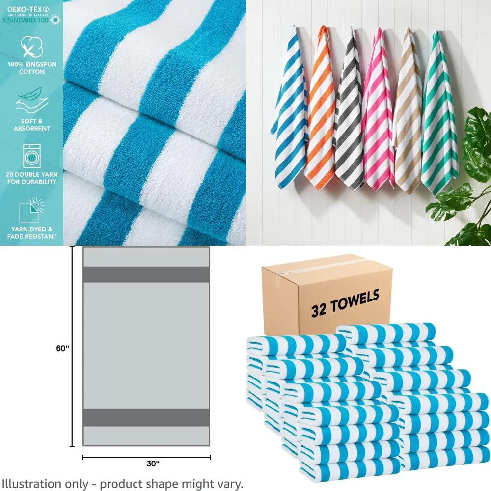 Quick Dry 100 Cotton Beach Towel Set 32 Pack