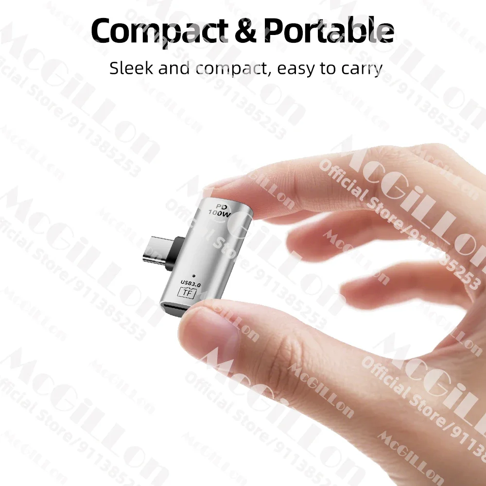 2-in-1 USB-C OTG PD100W Schnellladung Typ-C zu TF-Kartenleser Adapter Speicherkarten-OTG-Leser für iPhone Huawei PC Laptop Tablet – Detail 5