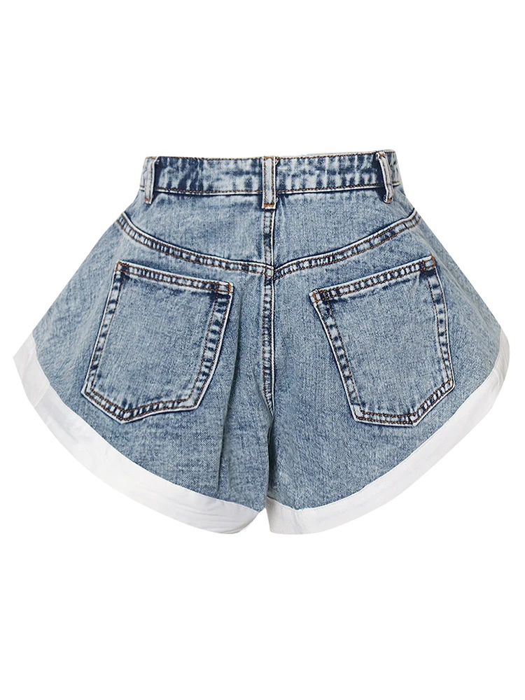 GYMAMAZES Irregular Denim Shorts For Women High Waist Wide Leg Short Trousers Female Clothing Autumn Style New Fashion Vintage