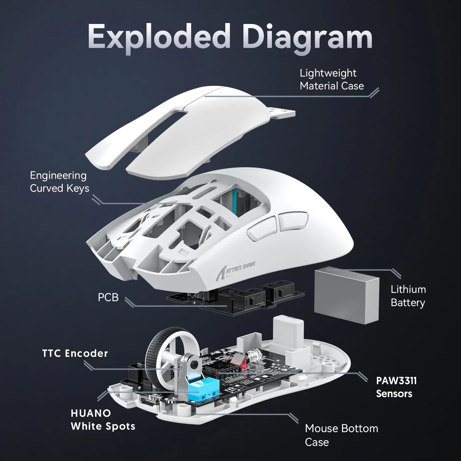 Attack Shark X11 Mouse nirkabel, koneksi tri-mode 2.4GHz/kabel/Bluetooth PAW3311 22000DPI 400IPS RGB PC Gaming Mouse