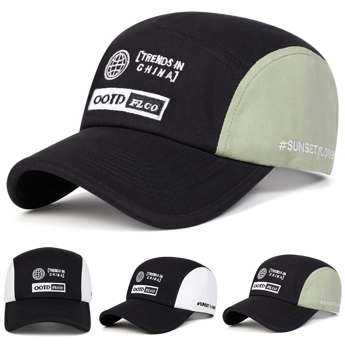 Unisex OOTD FLCO Baseballkappen mit Buchstabenstickerei, Frühling, Herbst, Outdoor, verstellbare Freizeithüte, Sonnenschutzhut, Sportkappe