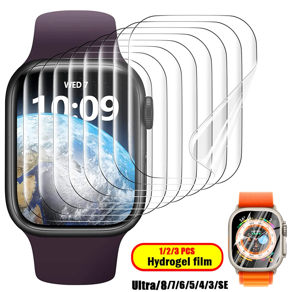 Película de hidrogel para apple watch ultra 49mm 45mm 41mm 44mm 40mm 42/38mm, acessórios protetores de tela hd iwatch série 8 7 6 5 4 3 se