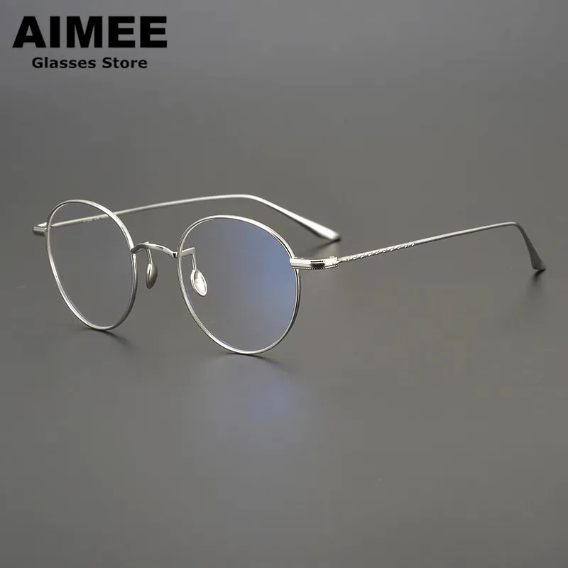 Pure Titanium Ultralight Eyeglasses Small Round Male Women Popular Prescription Eyewear Japanese Handmade Spectacles Frames New