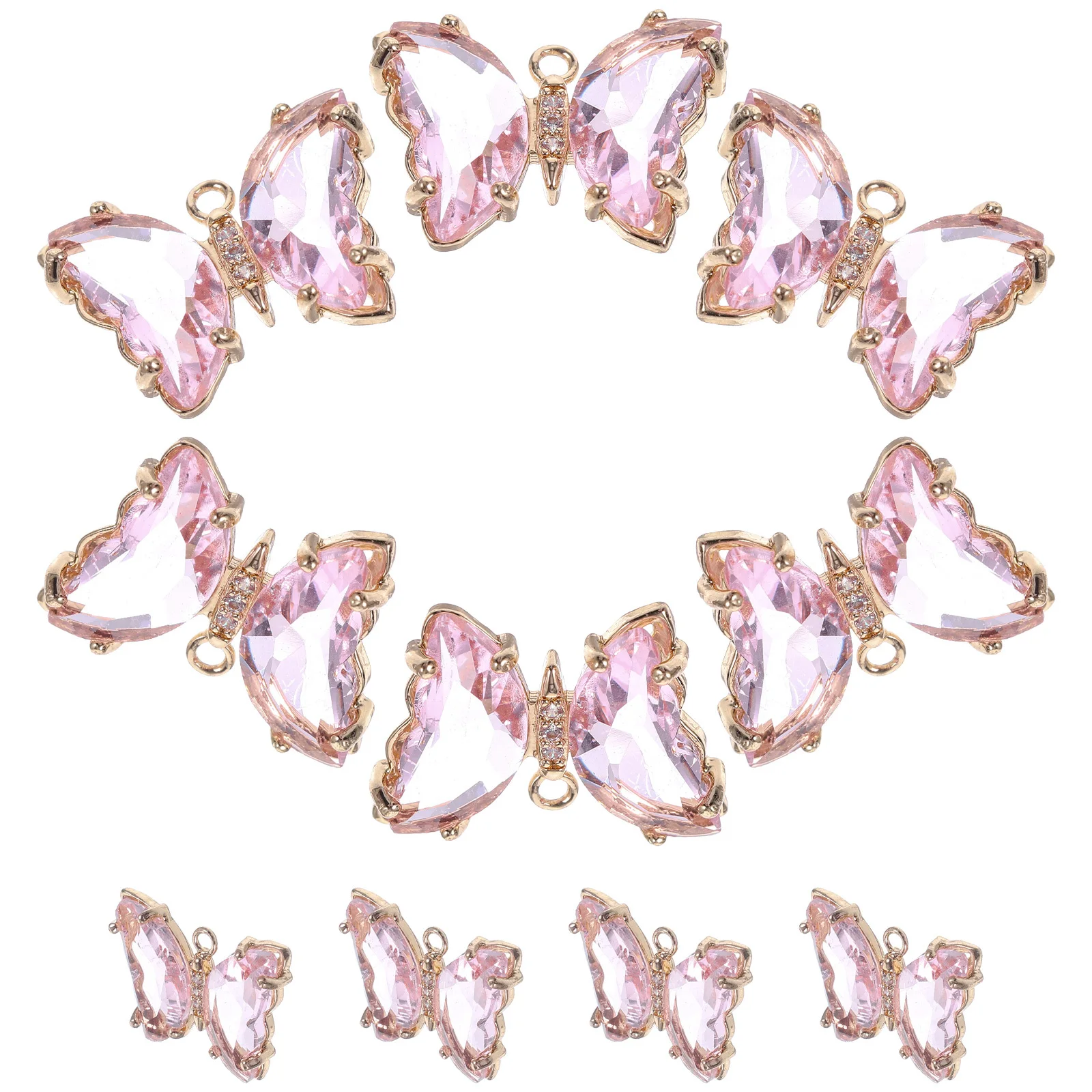 

10Pcs Butterfly Charms Crystal Glass Pendant for Jewelry Making DIY Hanging Decor Necklace Key Chain Craft Supplies