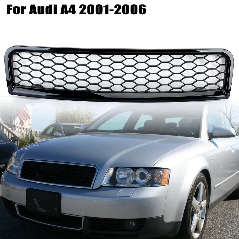 

Honeycomb Mesh Bumper Grille for Audi A4 B6 2001 2002 -2006 Bright Black ABS Replacement accessories Racing Grills 8E0853651F