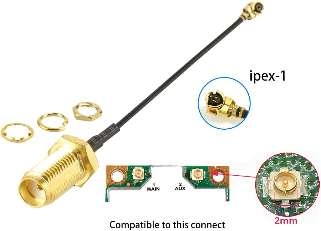 5pcs IPX IPEX-1 U.FL to SMA Female Pigtail Antenna Wi-Fi Coaxial Low Loss Cable 6 inch (15cm)