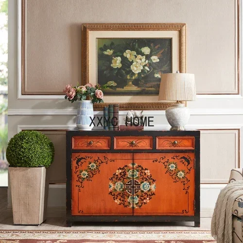 

Окрашенный настенный шкаф для обуви в европейском стиле в стиле ретро, вилла, лестница, домашний входной шкаф