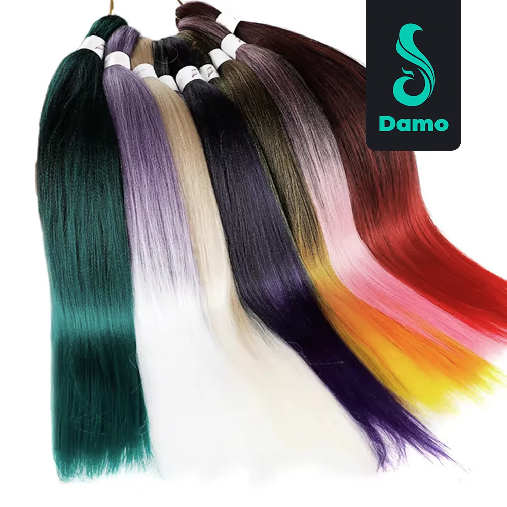 Extensiones de cabello sin nudos preestirado, trenzas sintéticas largas y rectas, textura Yaki, 26 pulgadas