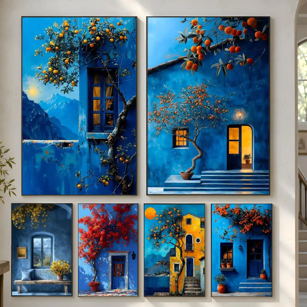 Village Door Window Poster Home Artwork For Living Room Bedroom Office Dorm Apartment Gift