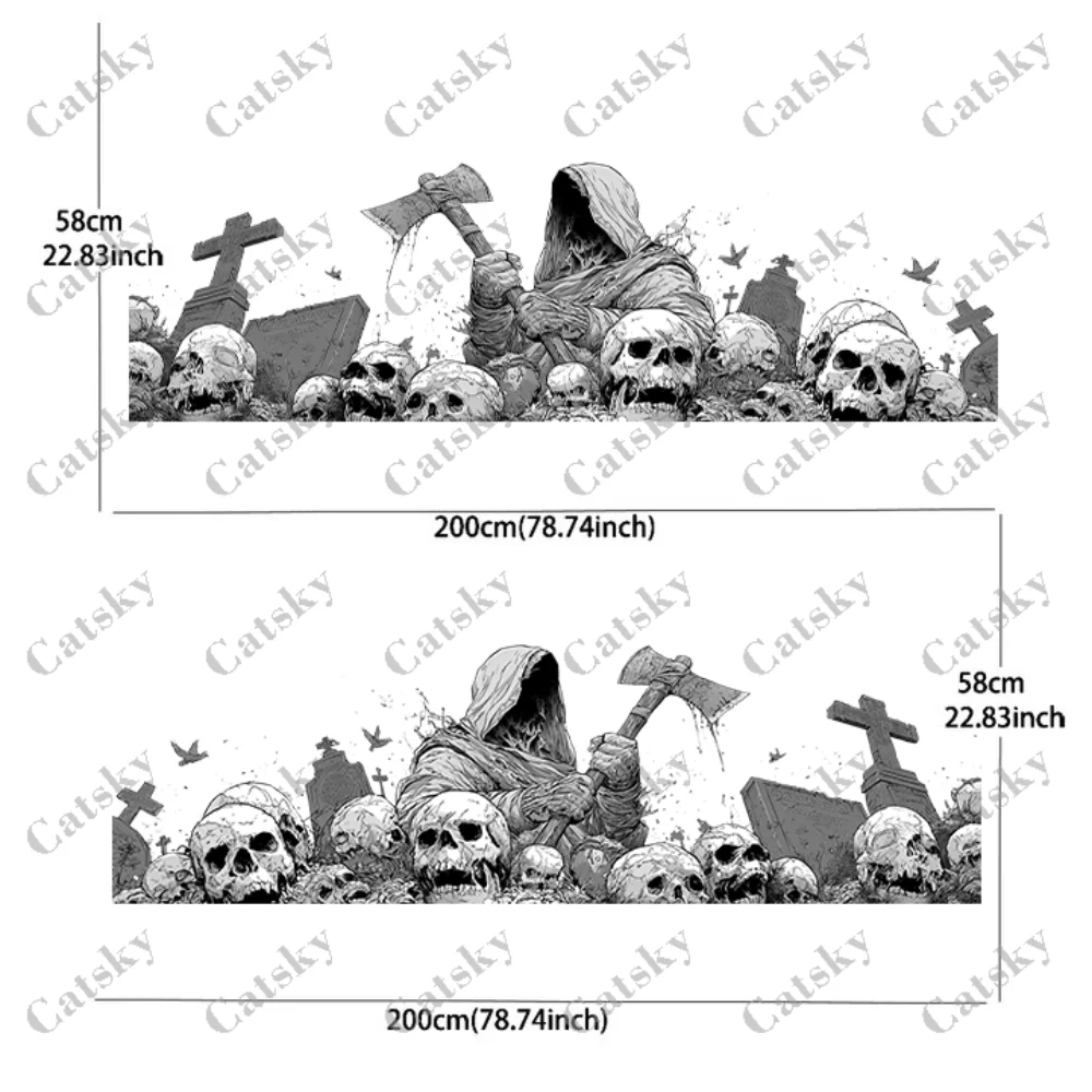 Horror Graveyard Skull with Axe Sticker, Durable, Fade-Resistant, Easy to Install and Remove - Enhance the Ahetic of Your Vehicl