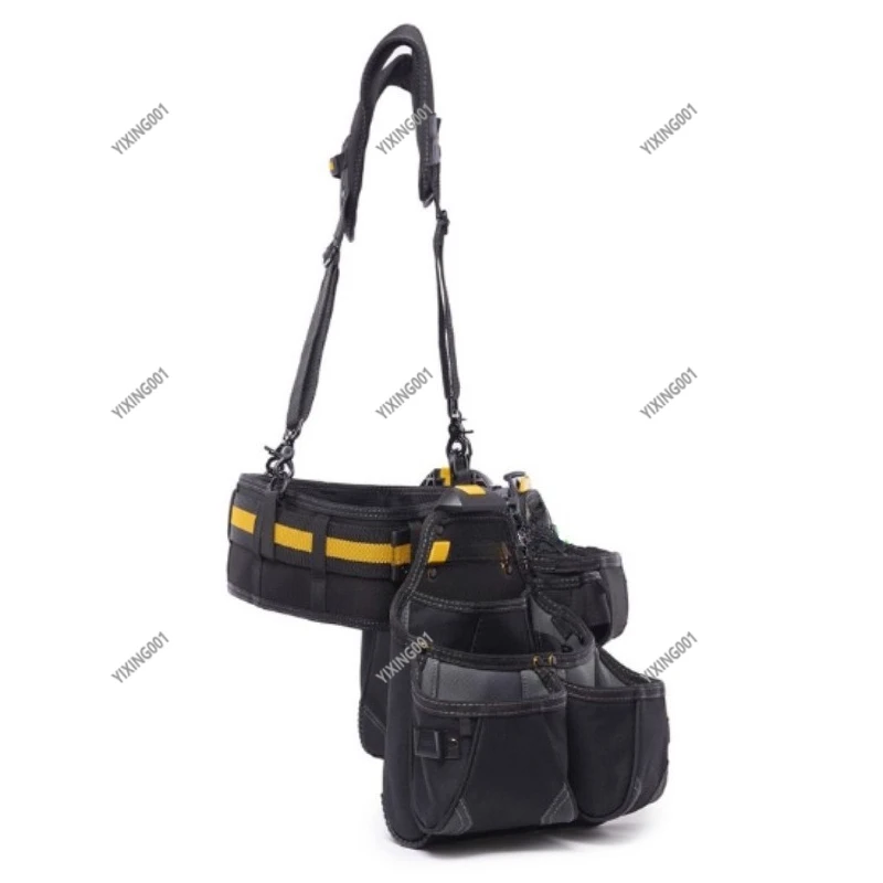 5PC Pro Contractor Tool Belt Set with Waist Bag and Shoulder Strap for Tool Storage