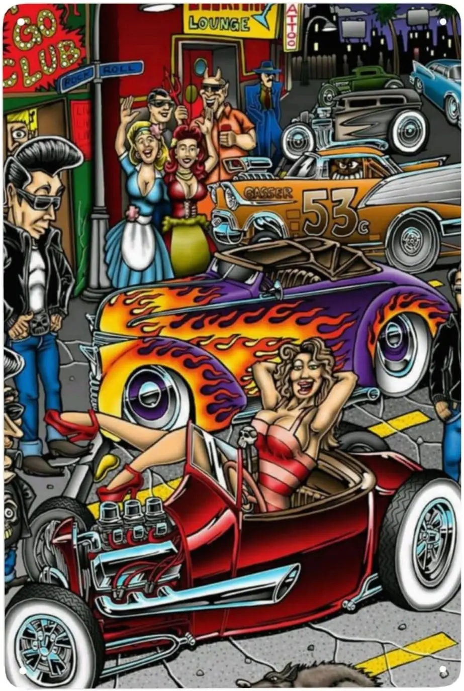 Крыса Финк Горячие стержни деревенский вид винтажные металлические оловянные знаки мужская пещера, навес и знак бара