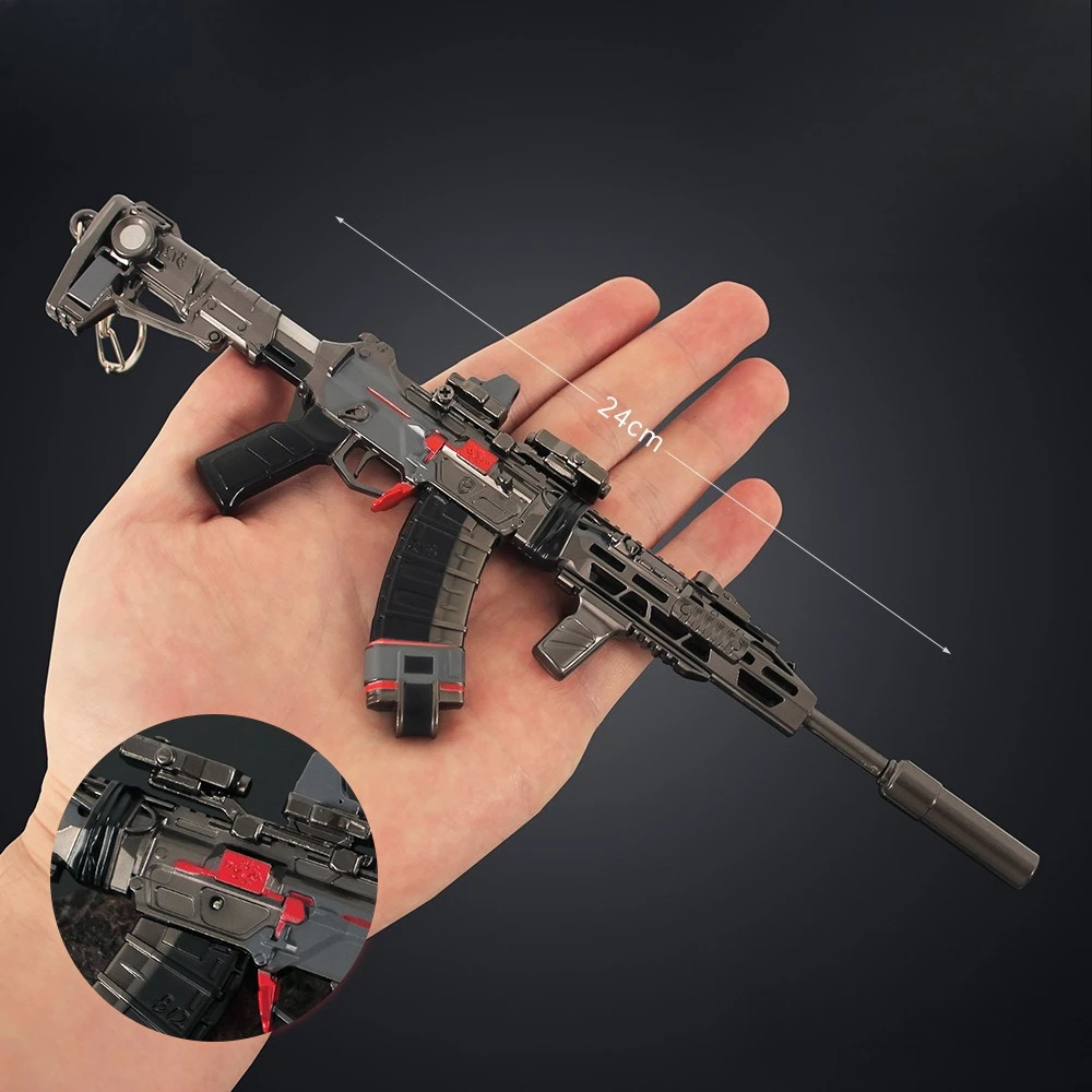 24 cm/9,45 Zoll Delta Force Spielperipheriegeräte Tenglong Assault Rifle Metallmodell Legierung Zierwaffen Requisite Geburtstagsgeschenk für Jungen