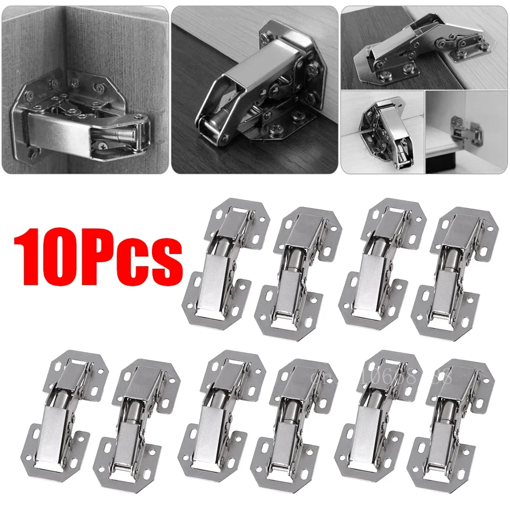 10Pcs Cabinet Hinge 90 Degree 3/4in No-Drilling Hole Cupboard Door Hydraulic Hinges Soft Close With Screws Furniture Hardware