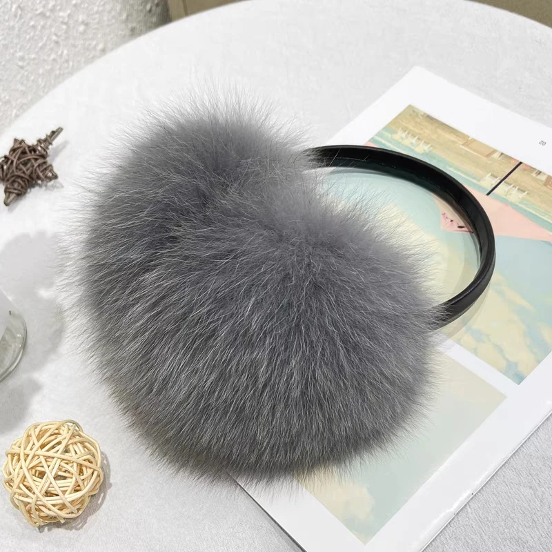 Winter Outdoor Warm Fluffy Outfits Real Fox Fur Earmuffs CX-A-73C