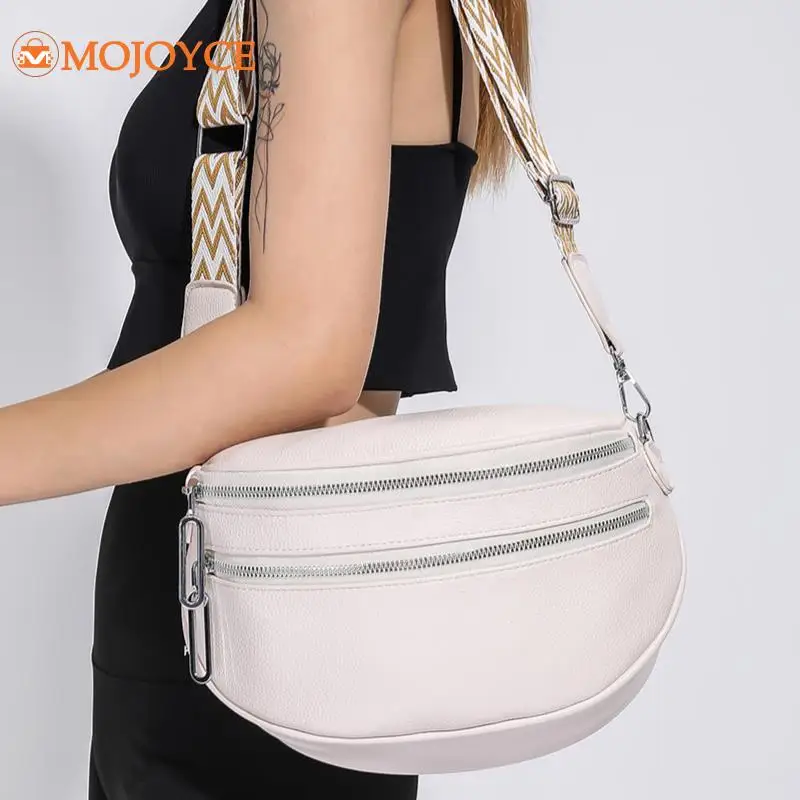 

2023 Vintage Waist Pouch with Wide Strap Ladies Daily Dating Bum Bags Large Women Shoulder Bags Simple PU Leather Crossbody Bags