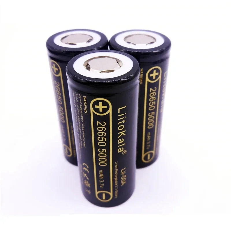 LiitoKala lii-50A 26650 5000mah lithium battery 3.7V 5000mAh rechargeable battery suitable for flashligh
