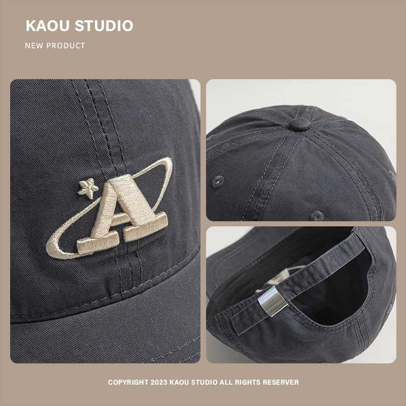 Youth hip hop cap men and women versatile spring and autumn new short brim letter embroidery baseball cap tide