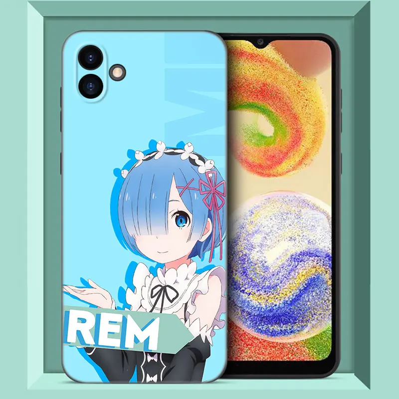 Anime Cute REM Phone Case For Samsung Galaxy A01 A03 Core A04 E A02 A05 A10 A20 A21 A30 A50 S A6 A8 Plus A7 2018 Black Cover image 6