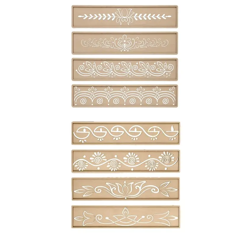 

【CHRISTMAS 】Wooden Diwali Rangoli Stencils 8 Pcs 12 Inch DIY Sand Art Making Kit Featuring Lotus Elephant Peacock Varalakshmi Po