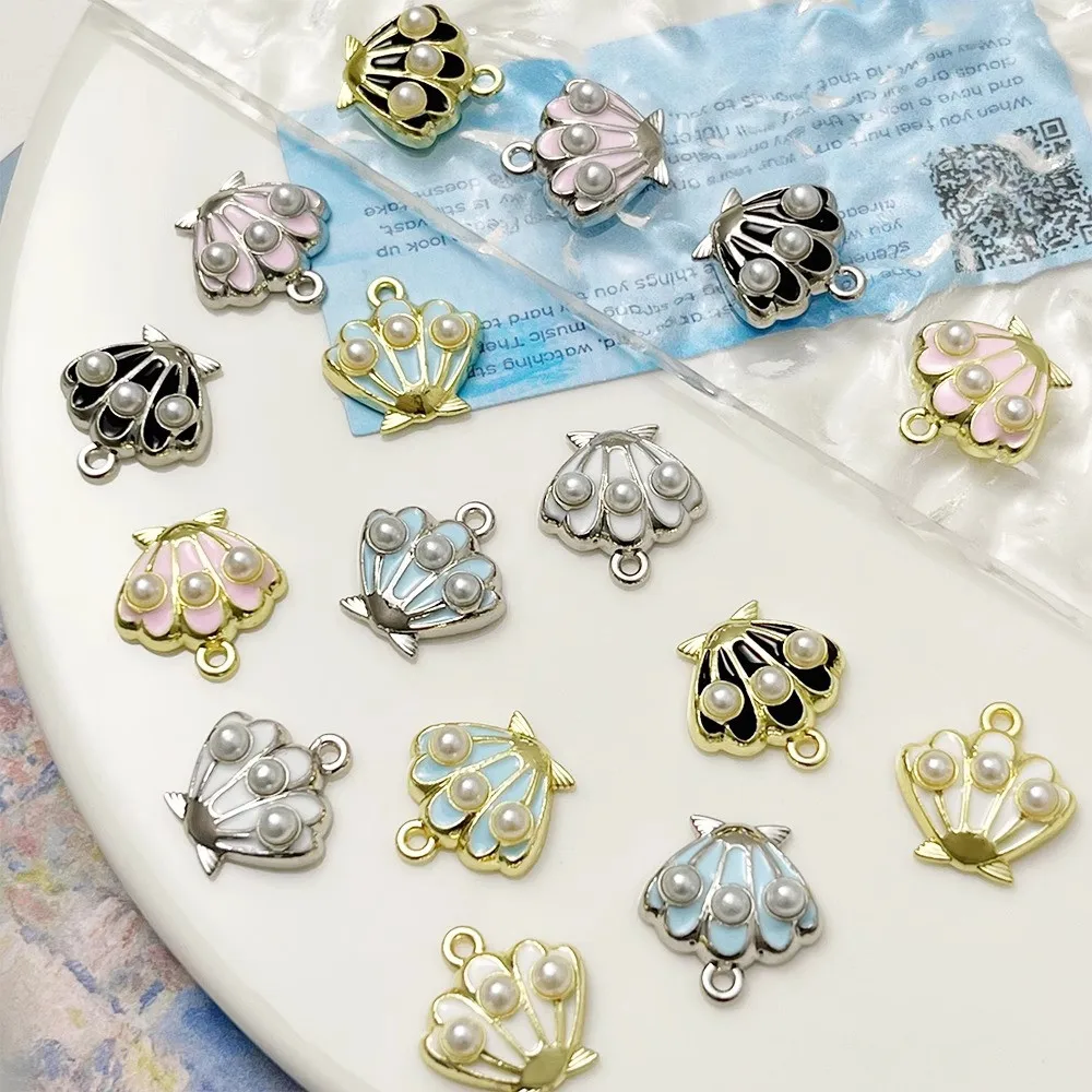 

Sweet DIY Handmade Jewelry Accessories Alloy Oil-dripping Pearls Shells Scallops Earrings Pendants Materials Accessories