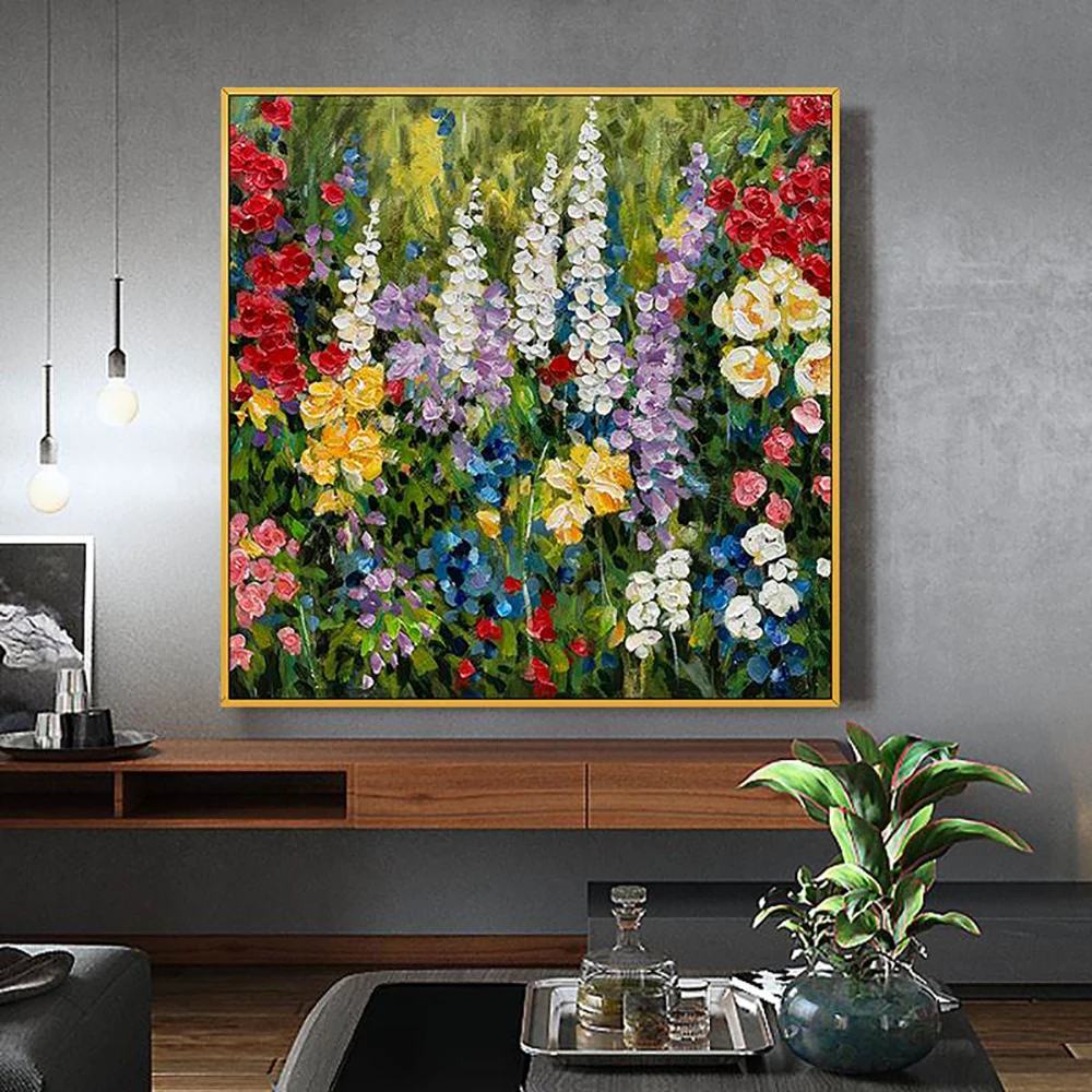 

Handmade Paintings Wall Art 3D Abstract Flowers Oil Painting Canvas Art Pictures For Home Decor Flowers Handmde Free Shipping