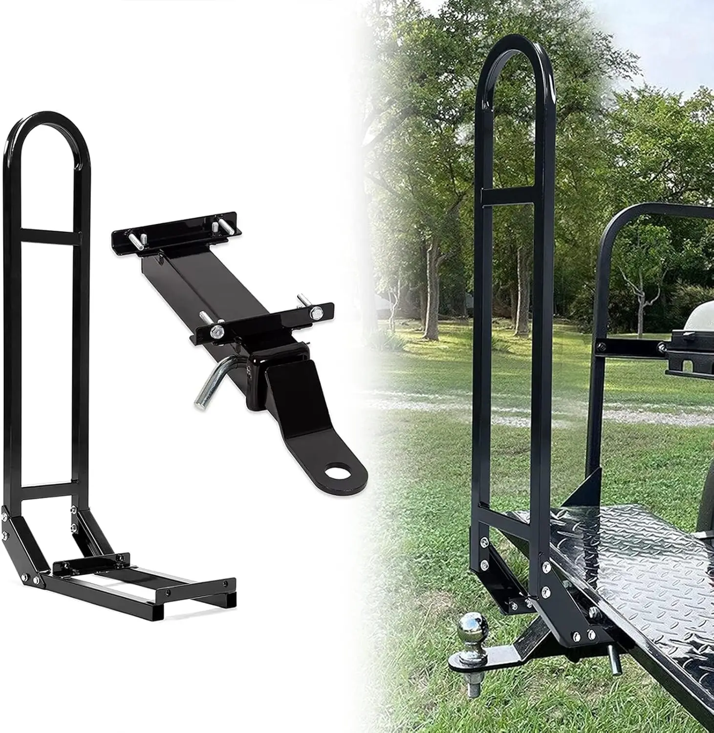 

Universal Golf Cart Rear Grab Bar with Trailer Hitch Receiver for EZGO Club Car Yamaha, One Year Warranty