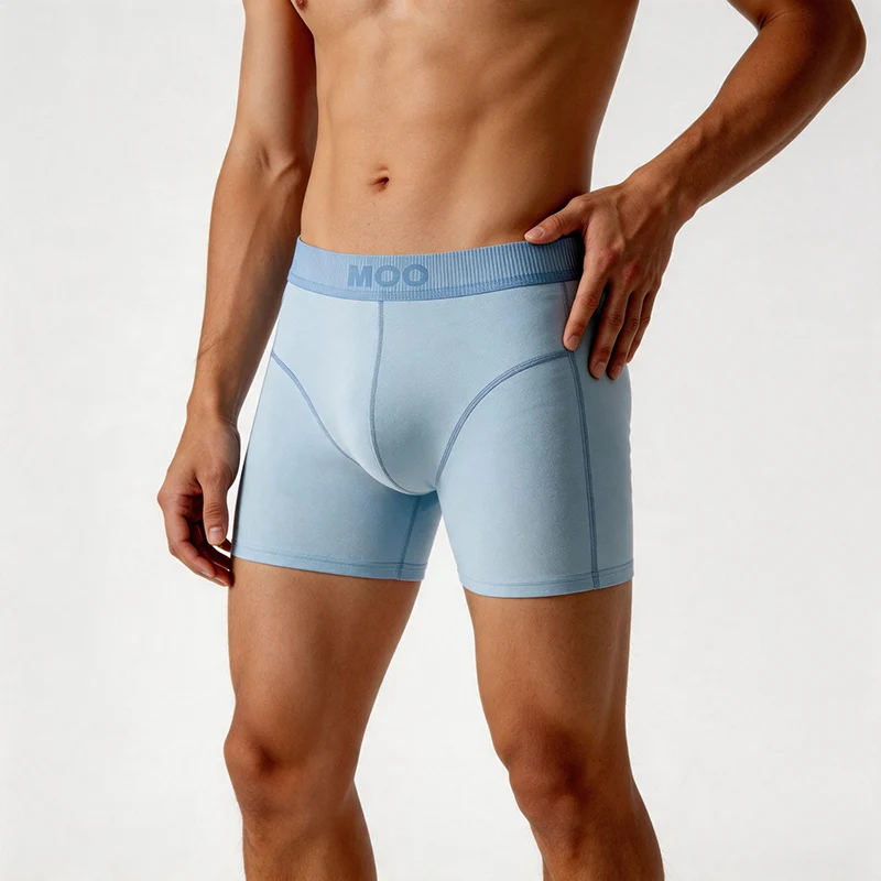 

Men's Breathable Extended Boxer Shorts Sexy Big U-Pouch Comfort Fit Underwear Male Youth Solid Color Gym Fitness Cotton Panties