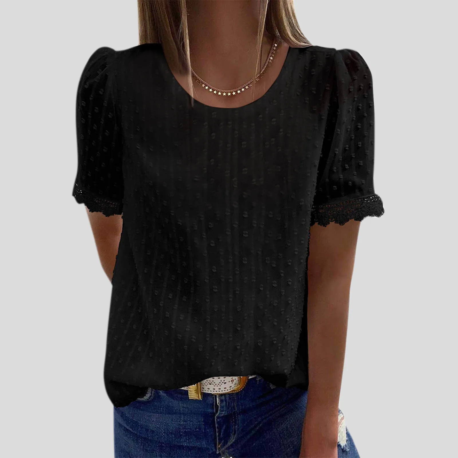 

Women's Shirt Beach Vintage Design Causal Solid Color Elegant Simple T-shirt High Quality Short Sleeve Shirt Women Hot Selling