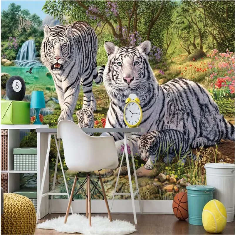 Elegant Tiger Wallpaper Custom Photo Mural Wall Sticker Modern Fashion Living Room Background Papel De Parede