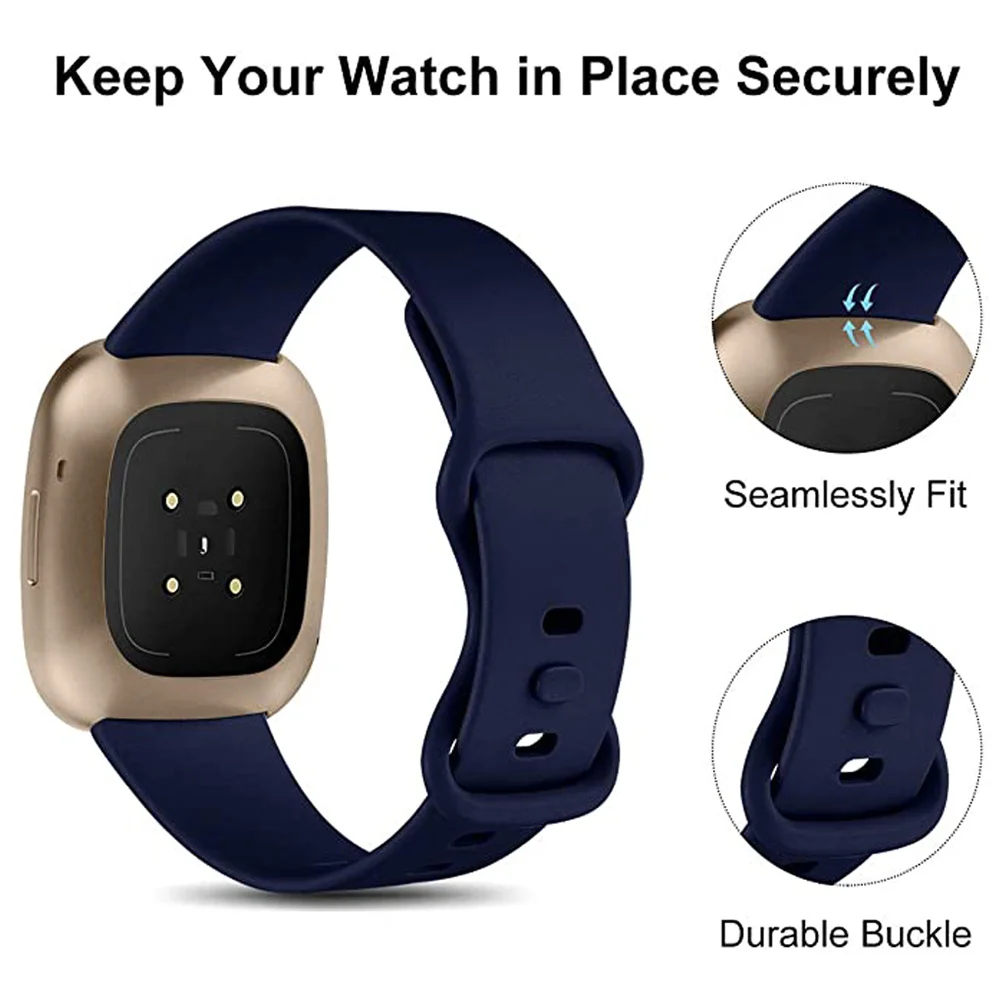 10 Buah Tali Silikon untuk Fitbit Versa 3 Tali Jam Tangan Gelang Pintar Lembut Gelang Olahraga untuk Fitbit Sense Aksesoris Tali Jam Tangan