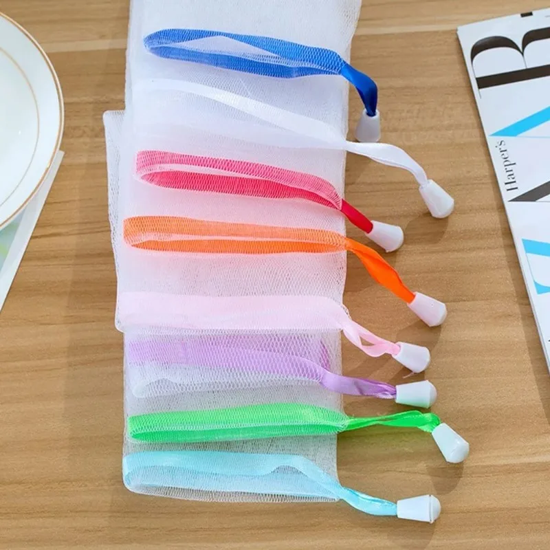 5Pcs/Set Soap Mesh Bag Blister Foaming Net Bubble Net for Bath Shower Soap Saver Pouch Random Color