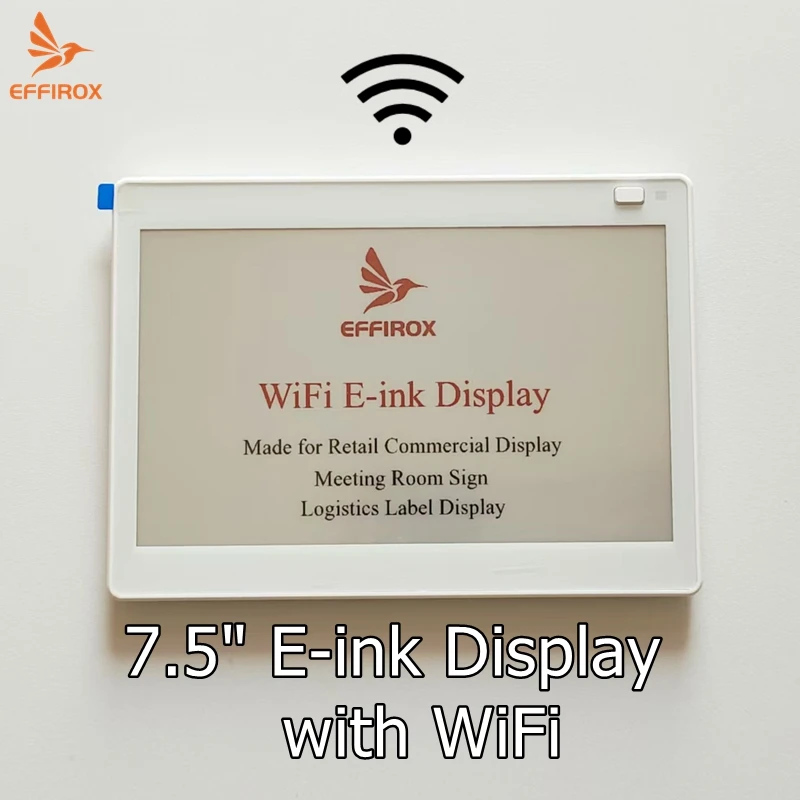 7.5 Inch WiFi Eink Display, Wireless Eink Sign, Epaper Meeting Room Signage, Digital Label with WiFi Epaper Display