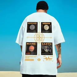 Planet Graphic Printed T-Shirt For Men Hip Hop Casual Oversized T Shirt 2023 Summer Short Sleeve y2k Streetwear Tee Shirt Homme