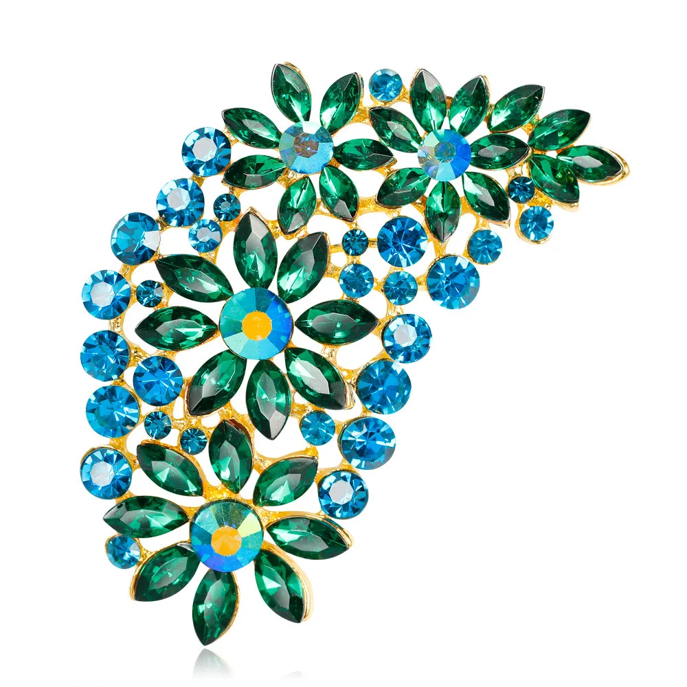Retro Alloy Crystal Glass Exaggerated Brooch Women\'s Style Pin Accessories