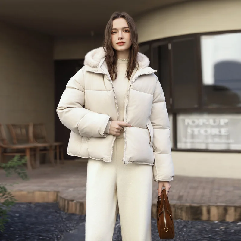 

Зима 2025 г., куртка с хлопковой подкладкой и капюшоном, стильное универсальное пальто для хлеба, простой модный дизайн для всех сезонов