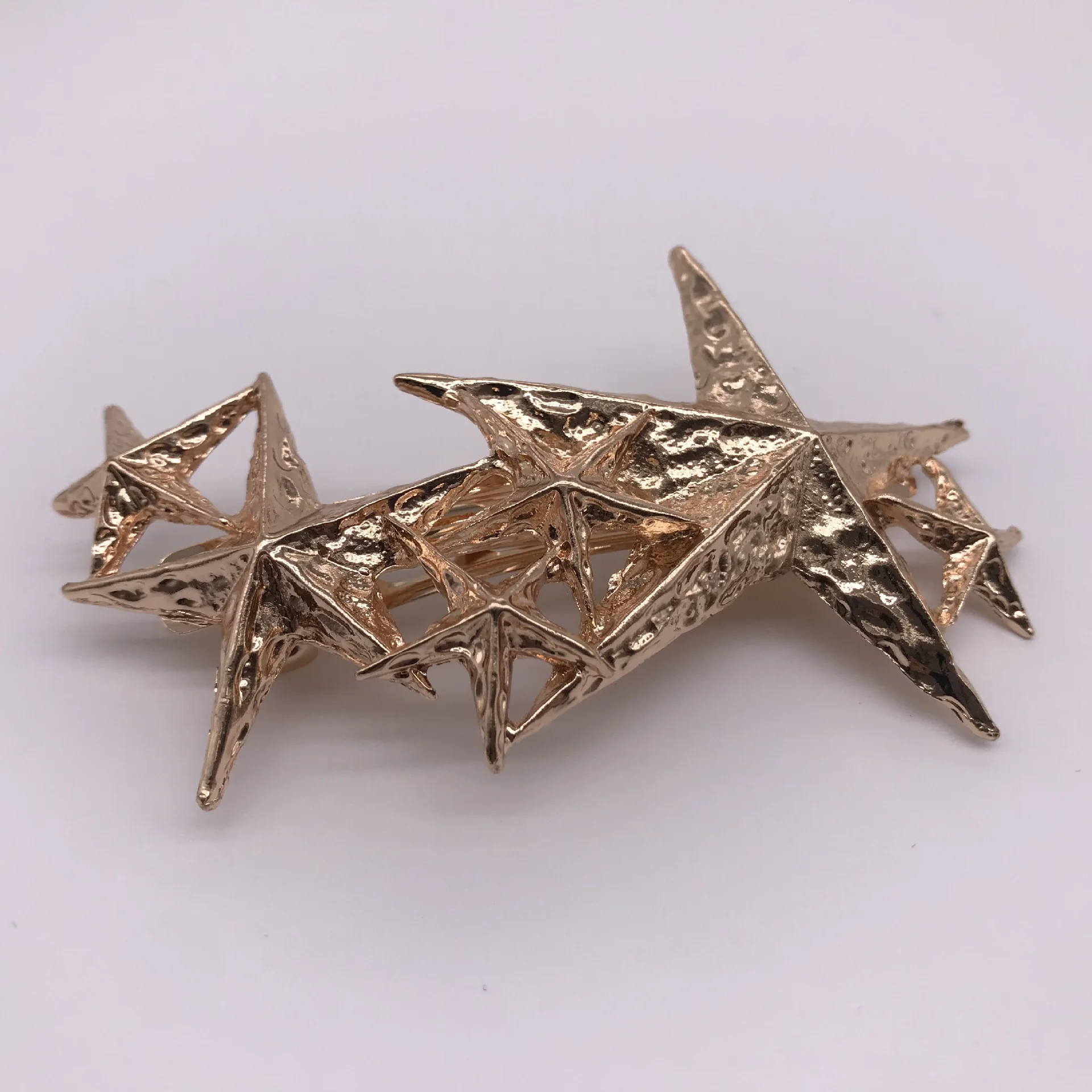 Vintage Bronze Leaf Shaped Hair Clip Barrette Simple Big Metal Starfish  Hairpin Side Clips For Women Girls