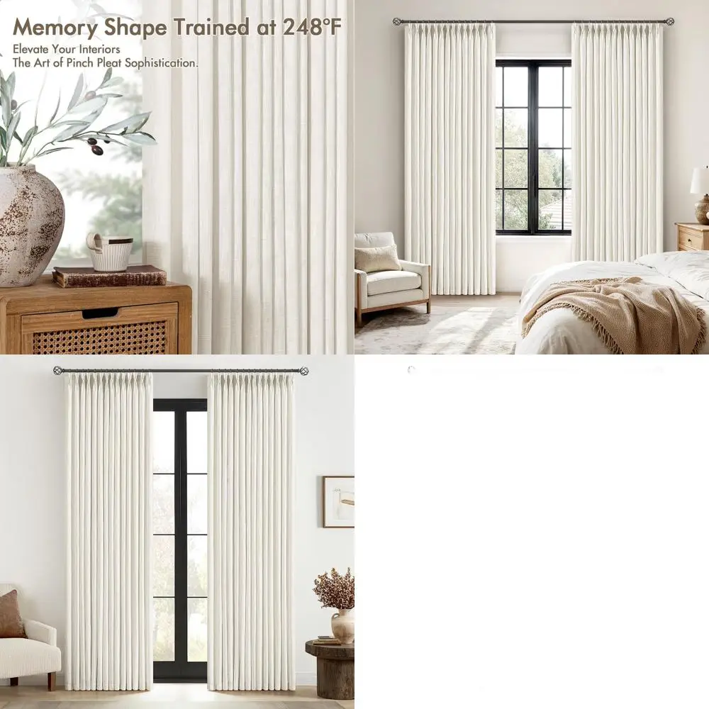 

Льняные плиссированные шторы, длина 84, упаковка из 2 шт., нейтральный цвет слоновой кости, светофильтр для гостиных