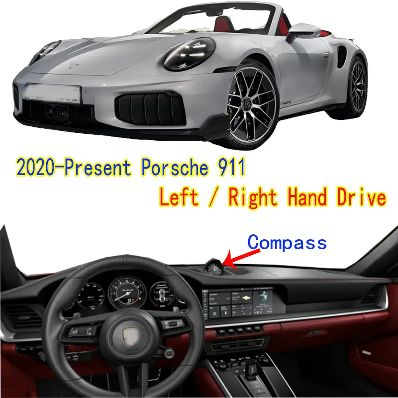 

For Porsche 911 GT3 RS 992 Carrera S Cabrio 2020-2026 Car Dashboard Mat Accsesories Anti-reflective Anti-slip Anti-dirty Pad
