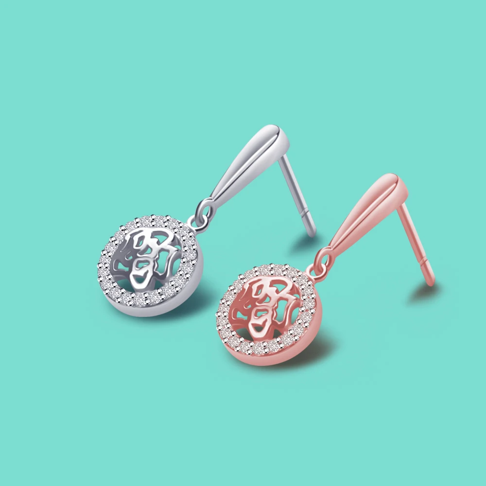 

Classic Delicate Exquisite 925 Sterling Silver Rose Earrings For Women Men Hiphop Party Rose Gold Ear Jewelry Anniversary Gifts