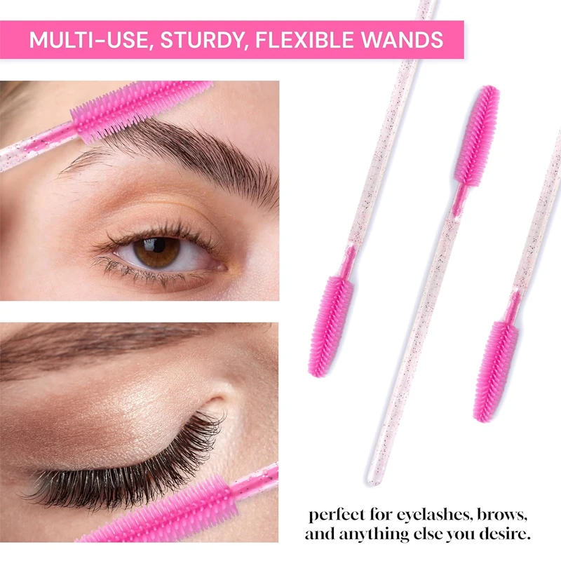 50 cepillos para rímel de pestañas, cucharas, cepillos de cristal para extensiones de pestañas, cejas, viajes y salón de belleza